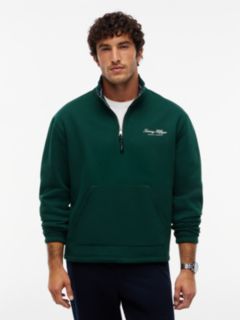 Drawstring Hem Relaxed Quarter-Zip Sweatshirt — Green 1