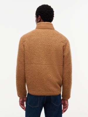 pull zippé en fourrure polaire avec laine marron pour hommes tommy hilfiger