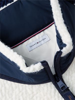 pull zippé en fourrure polaire avec laine jaune pour hommes tommy hilfiger