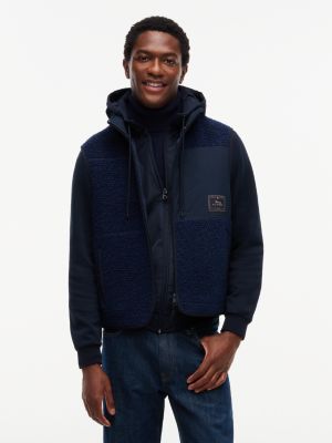 veste sans manche en polaire de laine mélangée blue pour hommes tommy hilfiger