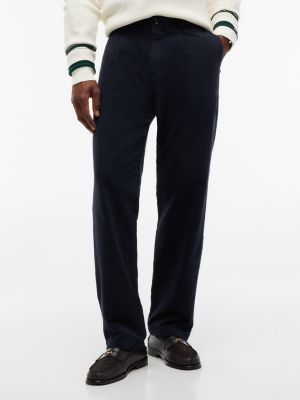 blue dover regular straight leg pleated chinos for men tommy hilfiger