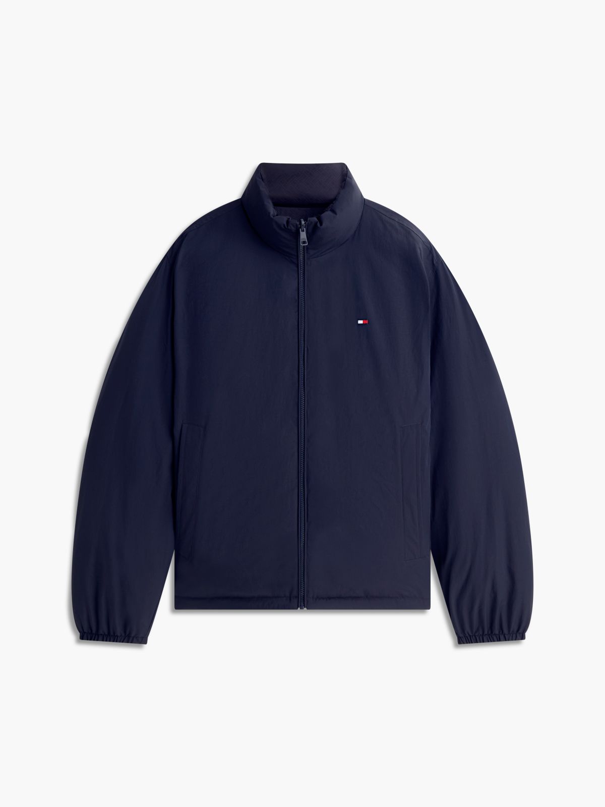 Flag Jacquard Down Reversible Puffer Jacket — Blue
