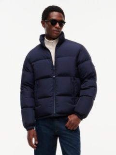 Flag Jacquard Down Reversible Puffer Jacket — Blue 1