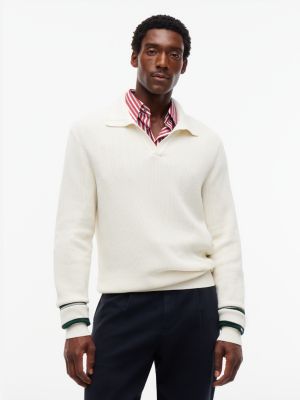 yellow luźny sweter polo new york label dla mężczyźni - tommy hilfiger