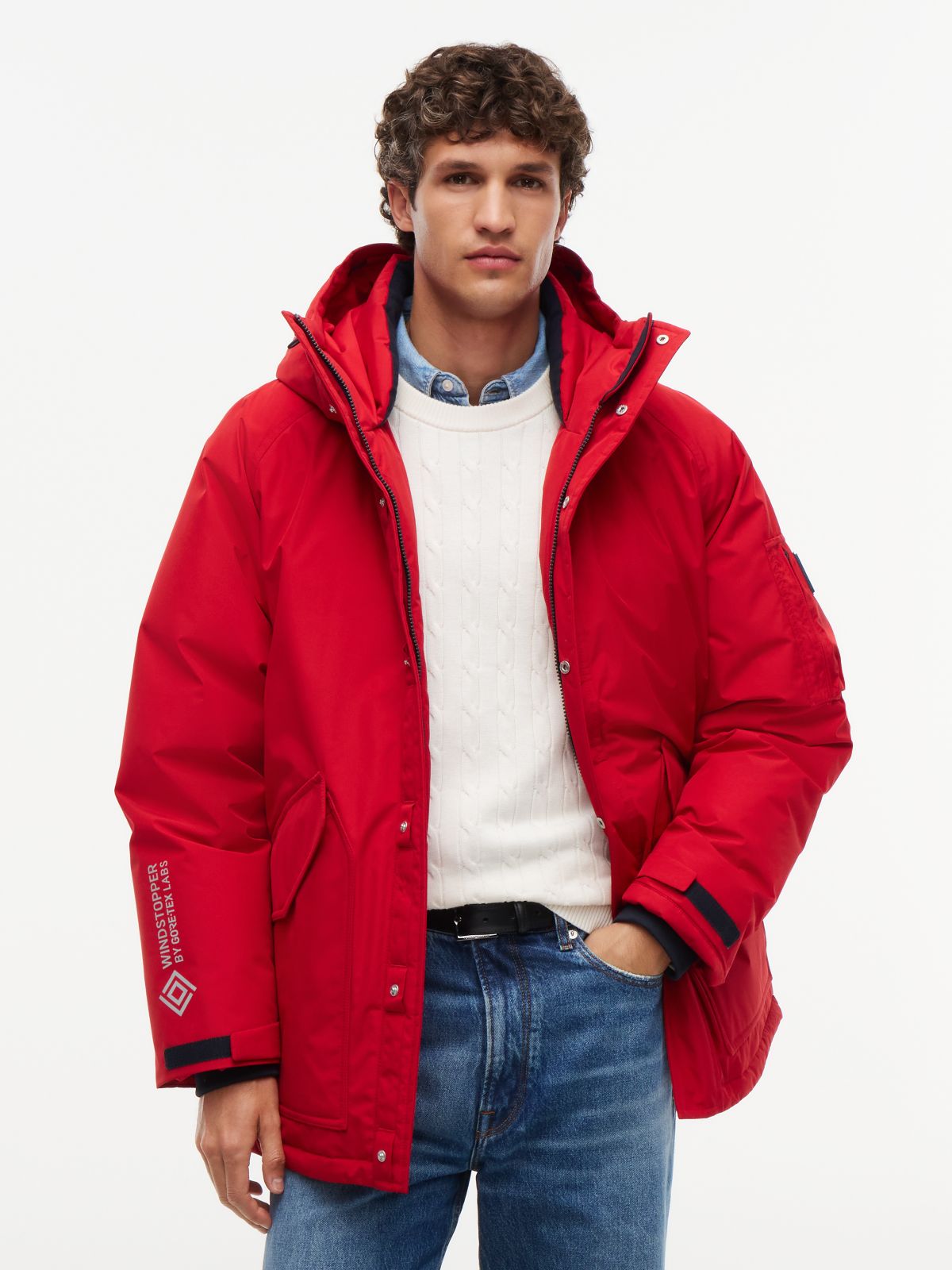 Down Hooded Parka — Red