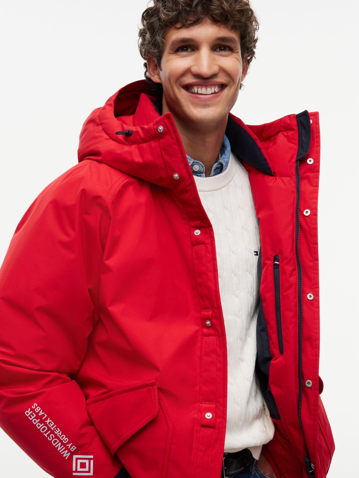 Down Hooded Parka — Red