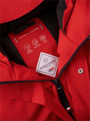 red down hooded parka for men tommy hilfiger