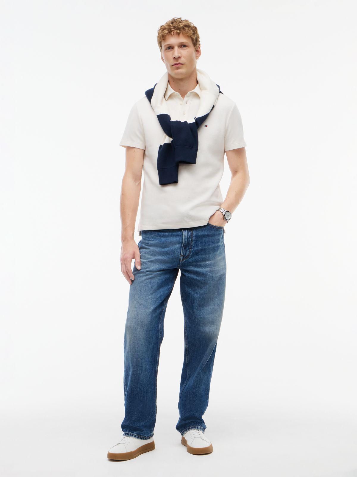 Regular Fit Waffle Knit Polo Shirt — Yellow