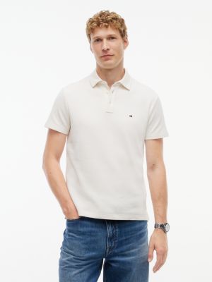 yellow regular fit waffle knit polo shirt for men tommy hilfiger