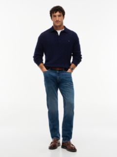Pure Wool Cable Knit Rugby Jumper — Blue 2