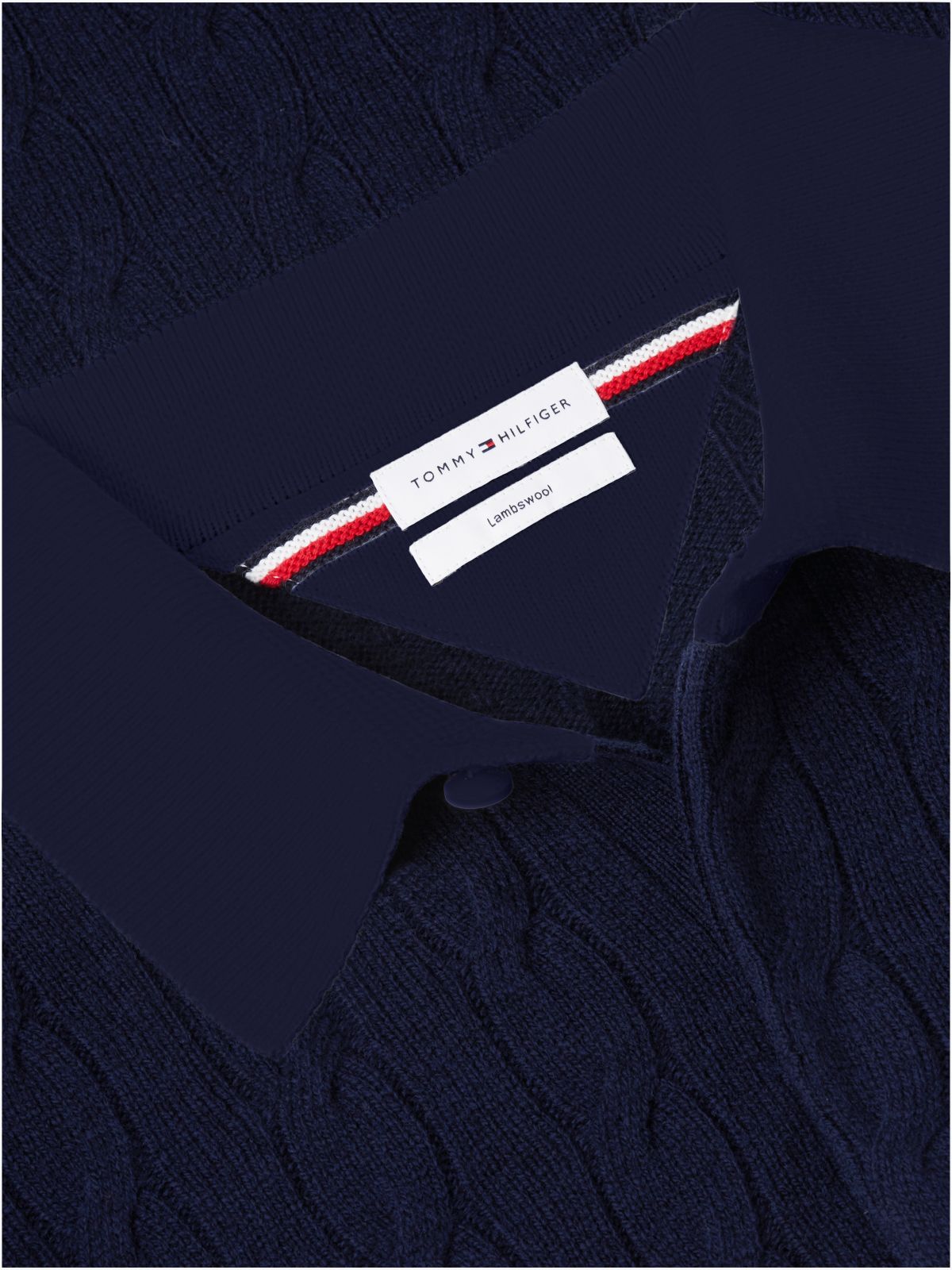 Pure Wool Cable Knit Rugby Jumper — Blue