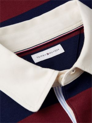 paars jersey sweatshirt met rugbystreep voor heren - tommy hilfiger