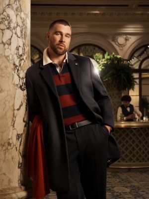 felpa in jersey a righe rugby viola da uomini tommy hilfiger