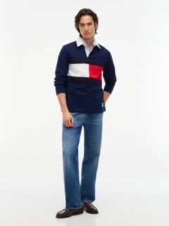 Colour-Blocked Flag Rugby Sweatshirt — Blue 2