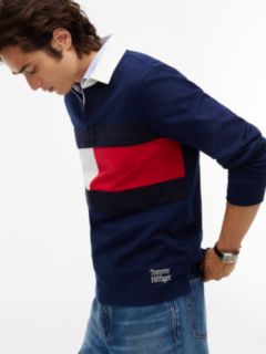 Colour-Blocked Flag Rugby Sweatshirt — Blue 3