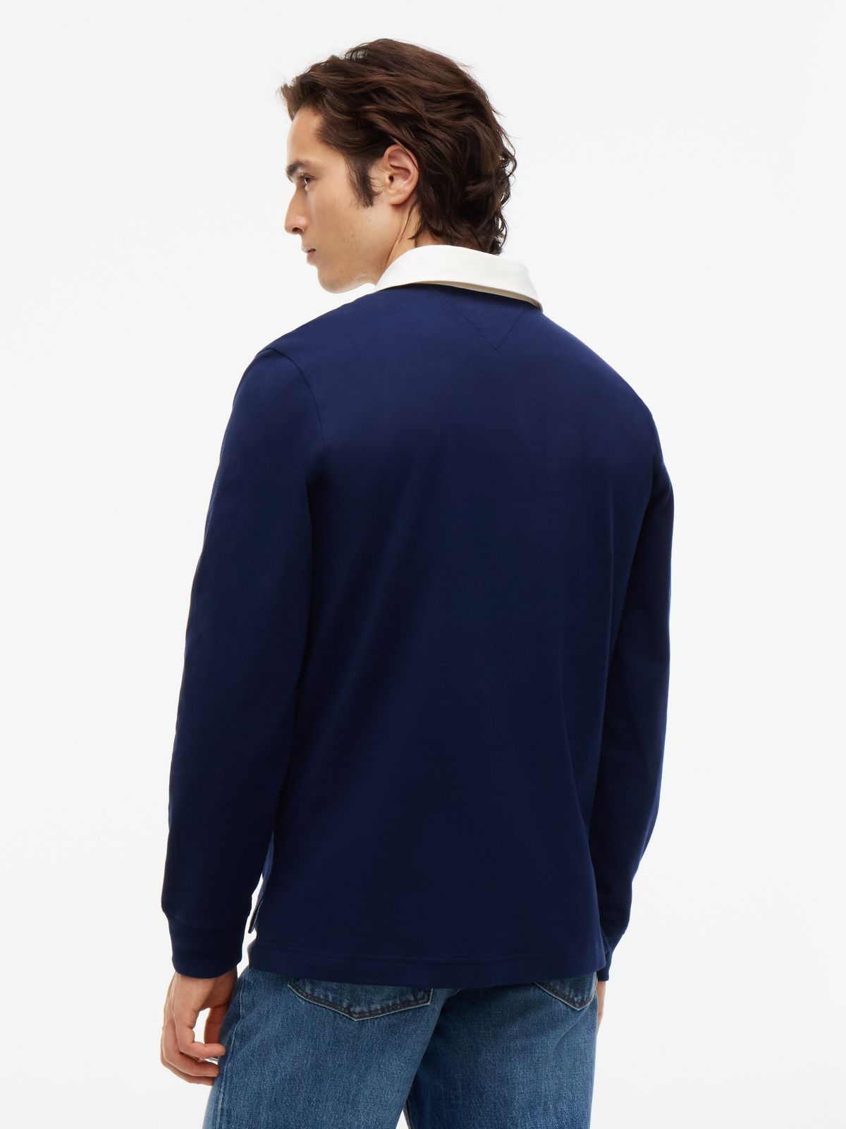 Colour-Blocked Flag Rugby Sweatshirt — Blue