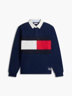 Colour-Blocked Flag Rugby Sweatshirt — Blue 5