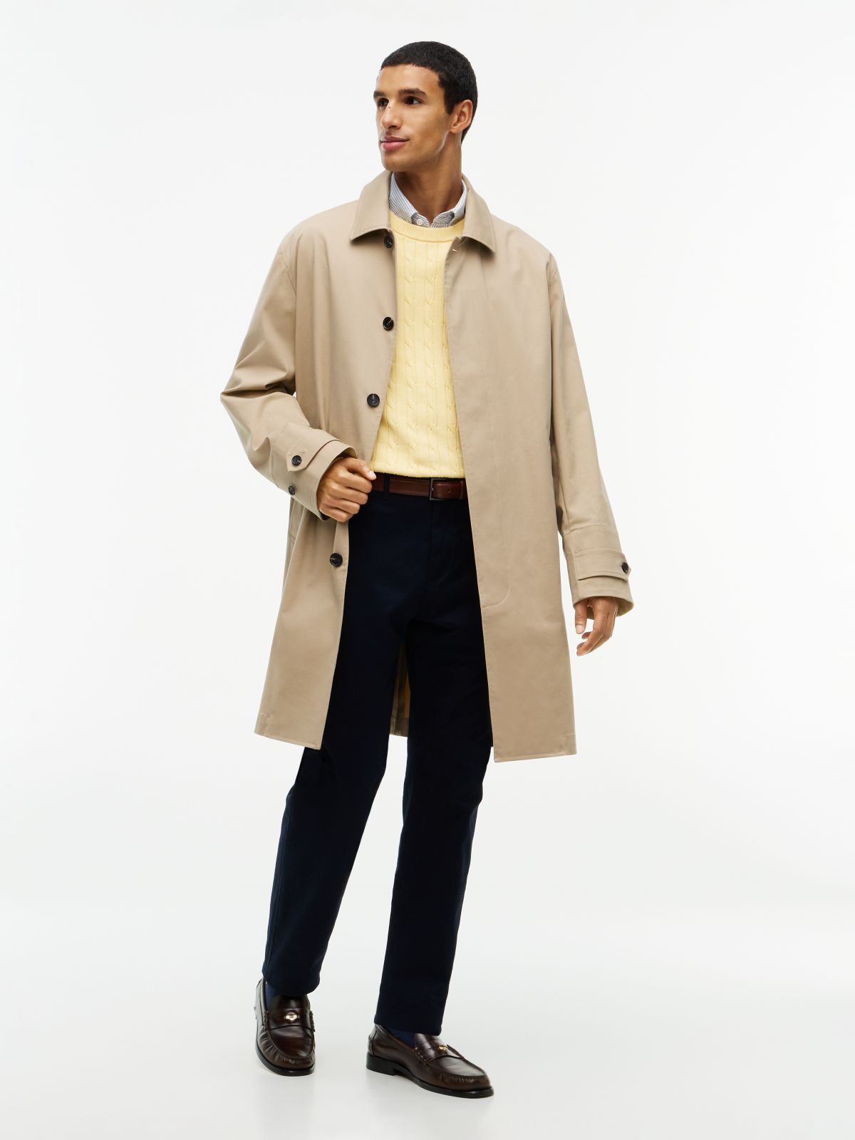 Twill Relaxed Car Coat — Beige