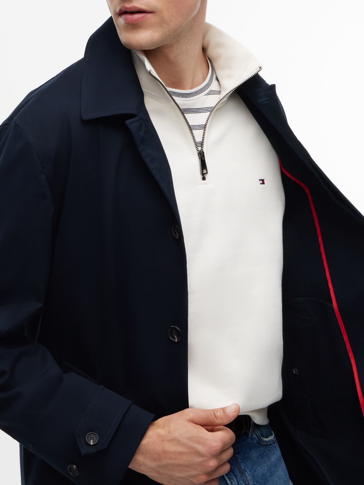 Twill Relaxed Car Coat — Blue