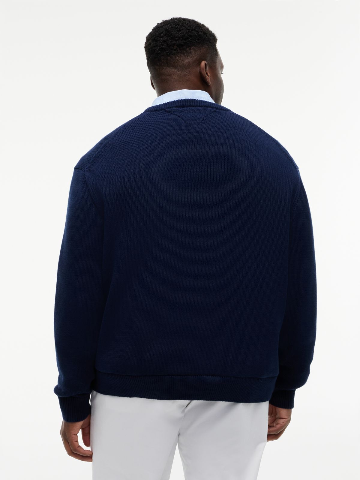 Plus Intarsia Flag Crew Neck Jumper — Blue