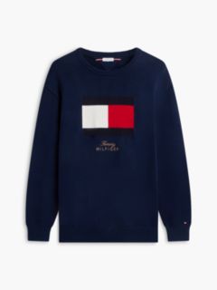 Plus Intarsia Flag Crew Neck Jumper — Blue 5