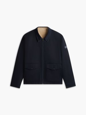 giacca college plus reversibile in velluto beige da uomini tommy hilfiger