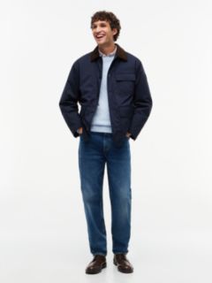 Corduroy Collar Padded Ripstop Barn Jacket — Blue 2
