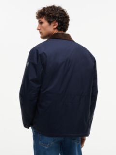 Corduroy Collar Padded Ripstop Barn Jacket — Blue 5
