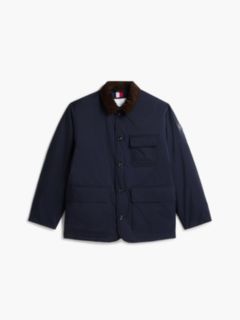 Corduroy Collar Padded Ripstop Barn Jacket — Blue 6