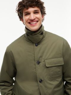 Corduroy Collar Padded Ripstop Barn Jacket — Green 3