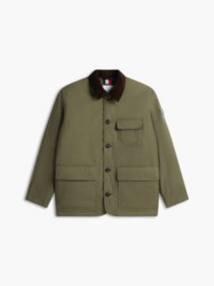 Corduroy Collar Padded Ripstop Barn Jacket — Green 7