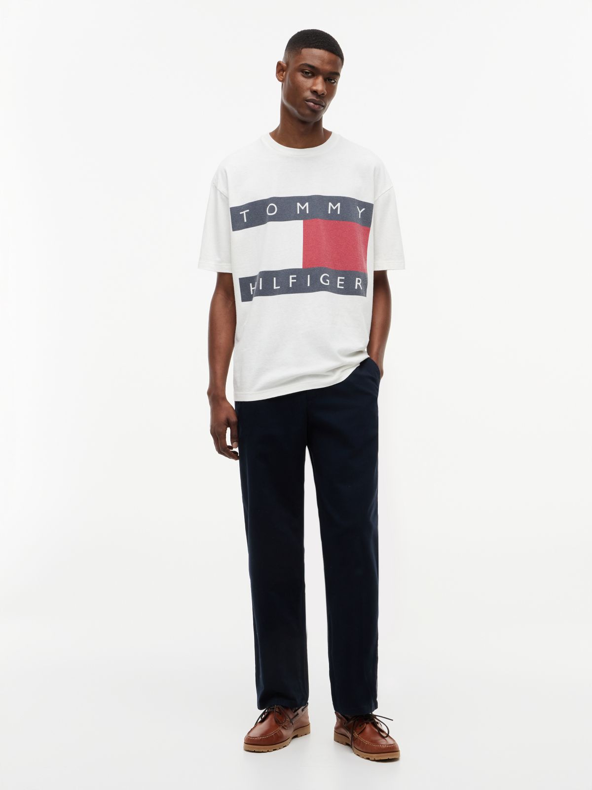 Flag Logo Oversized Jersey T-Shirt — White