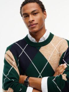 Argyle Flag Embroidery Relaxed Jumper — Green 3