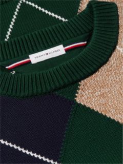 Argyle Flag Embroidery Relaxed Jumper — Green 6