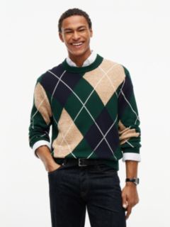 Argyle Flag Embroidery Relaxed Jumper — Green 1