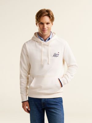 yellow logo embroidery tipped cuff hoody for men tommy hilfiger