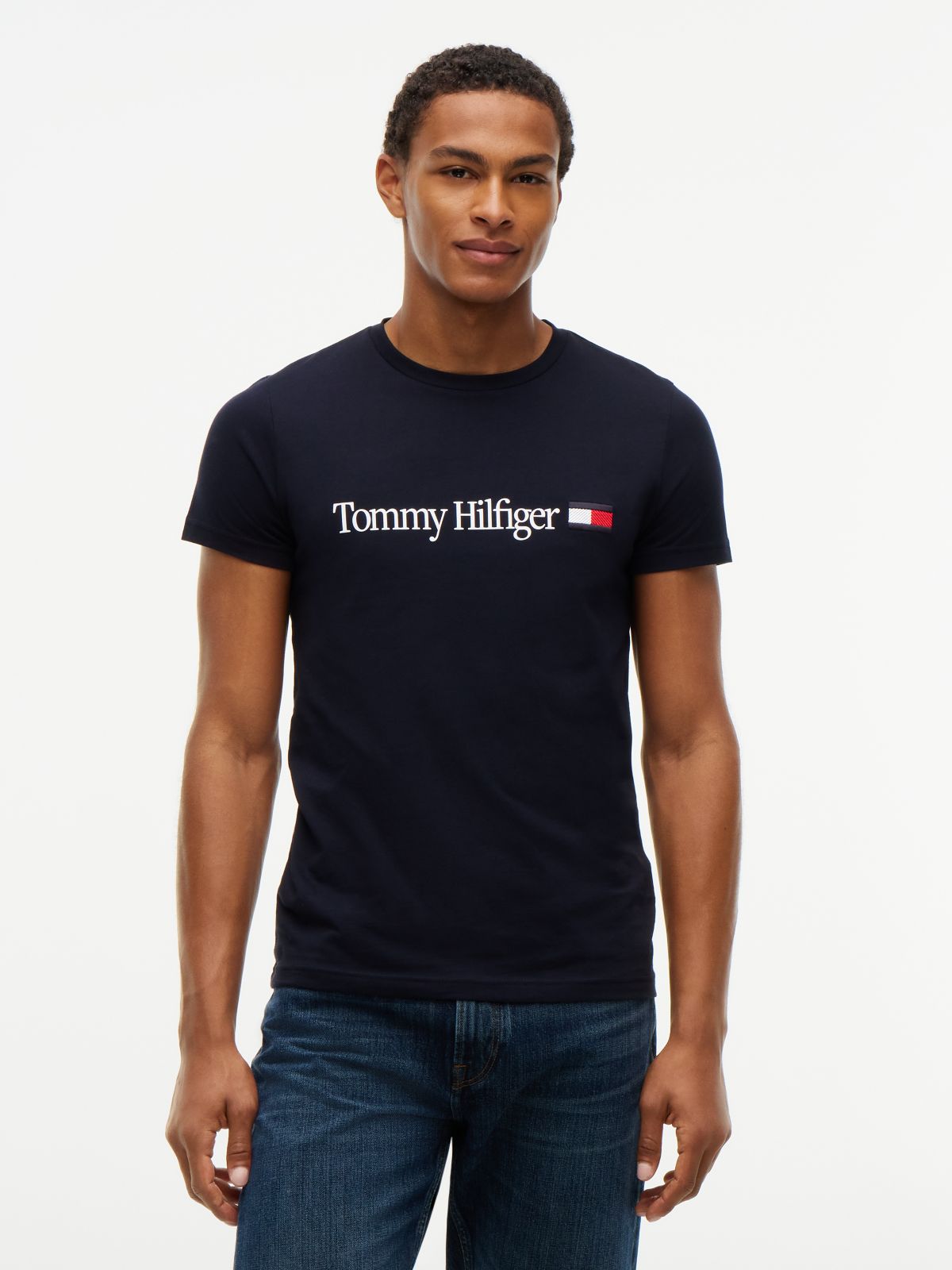 Logo Slim Jersey T-Shirt — Blue