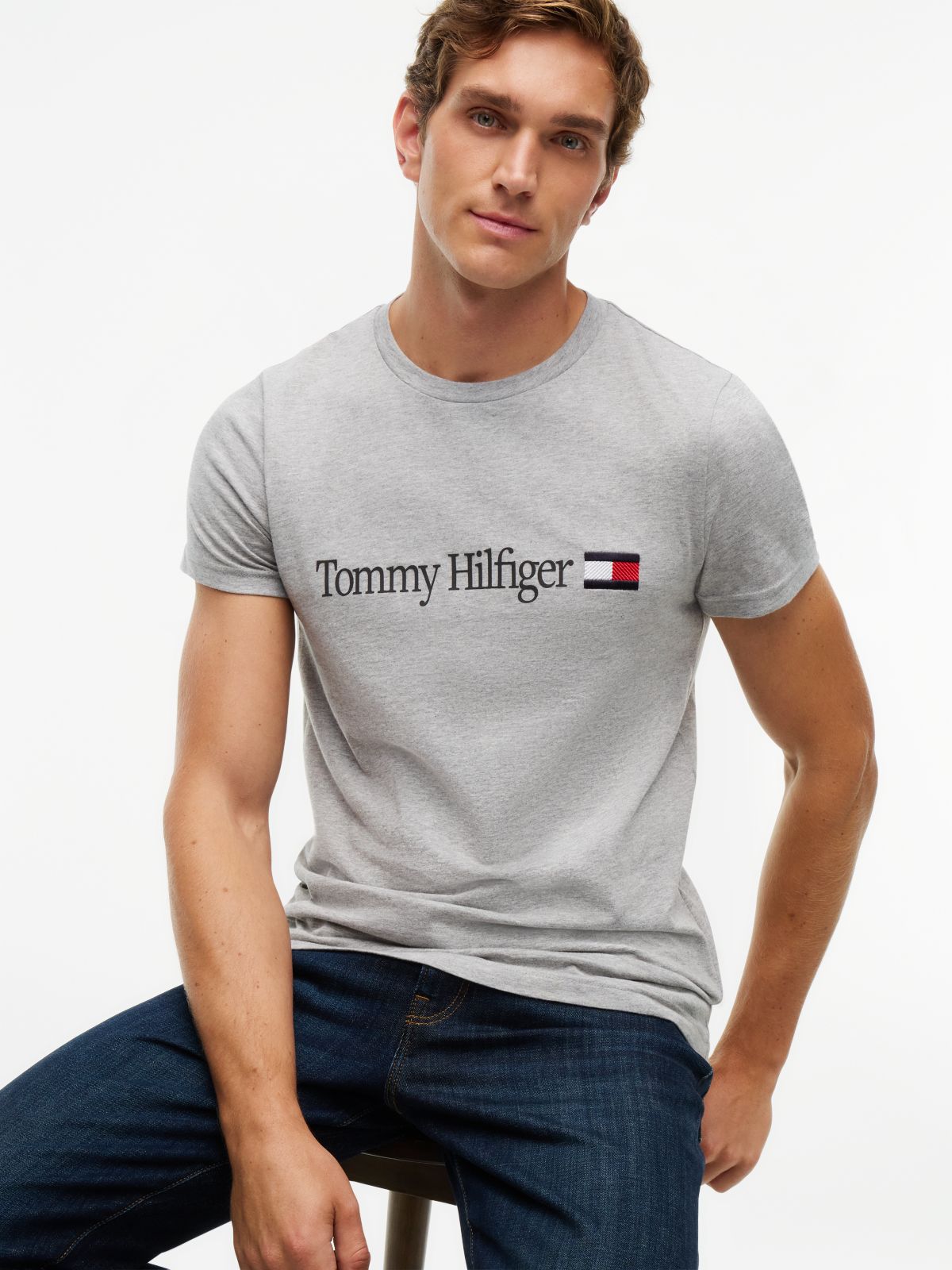 Logo Slim Jersey T-Shirt — Grey