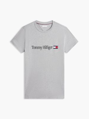 grey logo slim jersey t-shirt for men tommy hilfiger