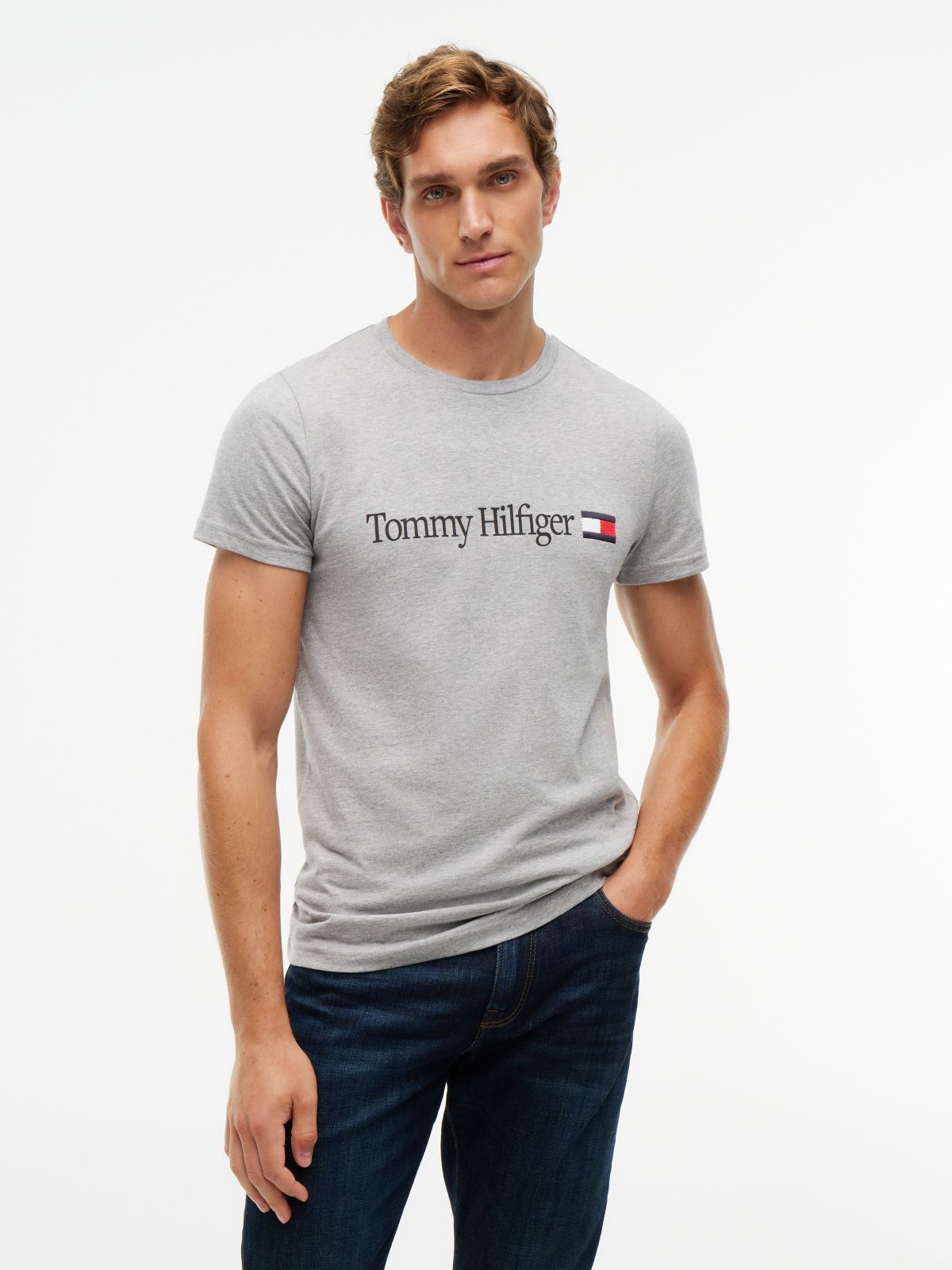 Logo Slim Jersey T-Shirt — Grey