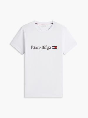 white logo slim jersey t-shirt for men tommy hilfiger