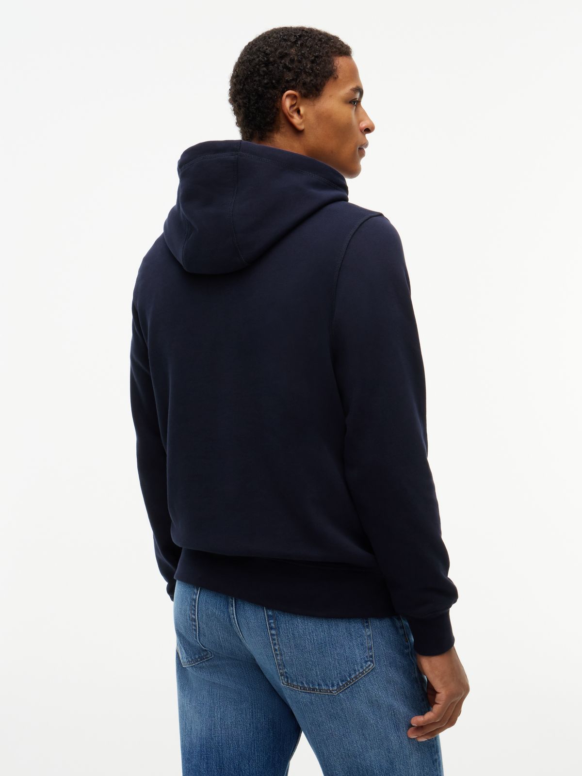 Logo Terry Drawstring Hoody — Blue