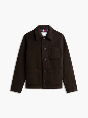 brown wool chore jacket with cashmere for men tommy hilfiger