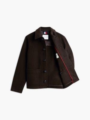 brown wool chore jacket with cashmere for men tommy hilfiger