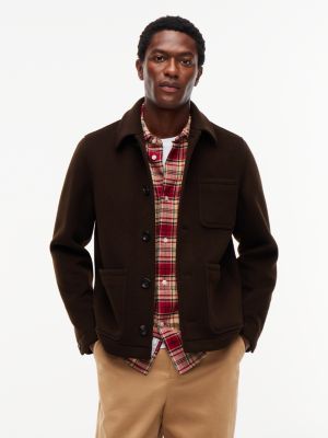 brown wool chore jacket with cashmere for men tommy hilfiger