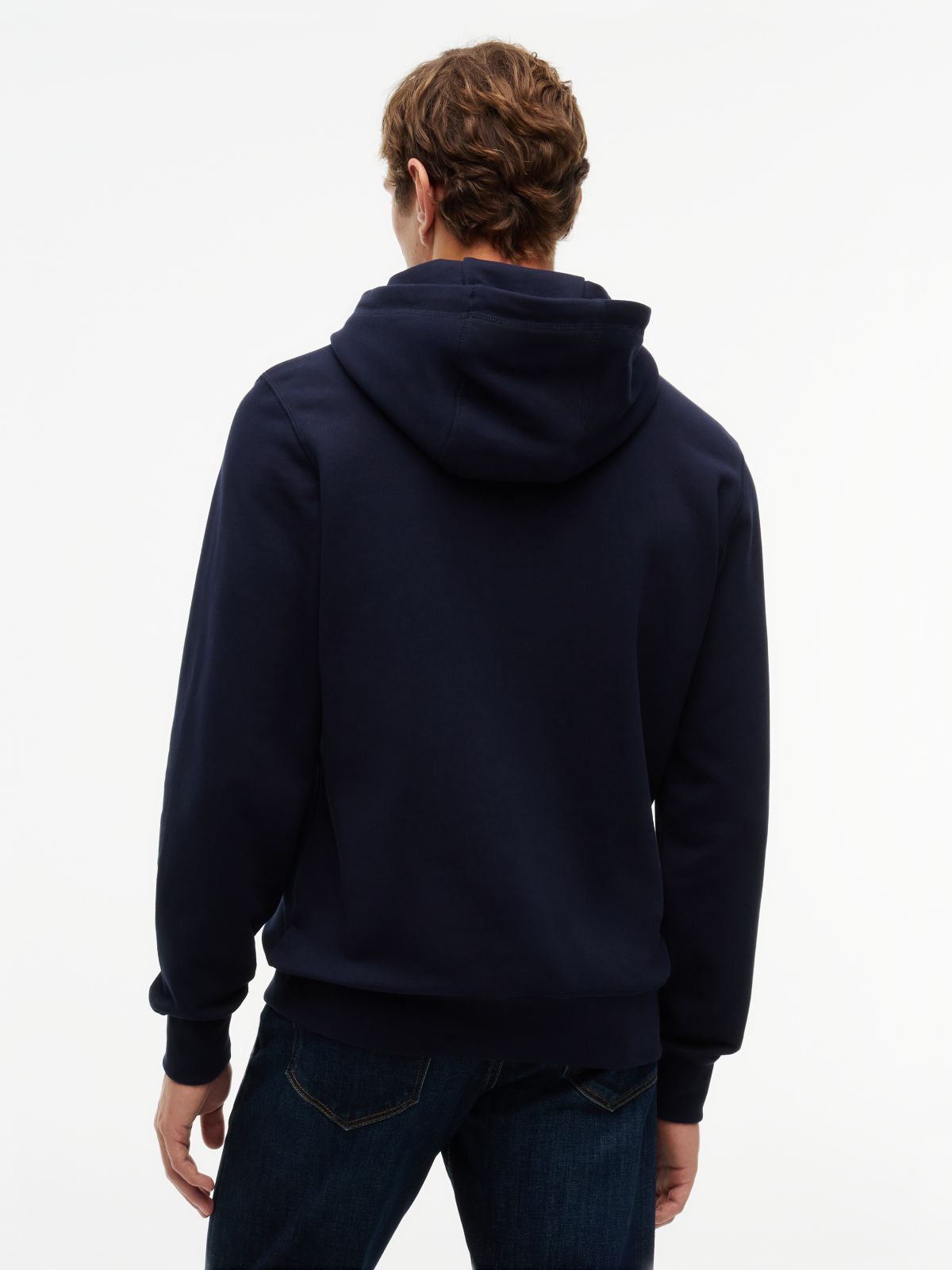 Stack Logo Terry Drawstring Hoody — Blue