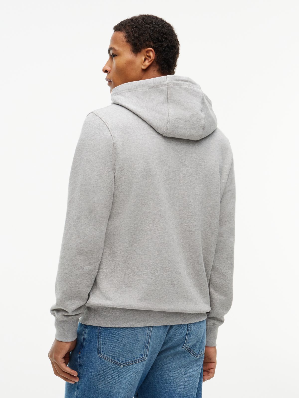 Stack Logo Terry Drawstring Hoody — Grey