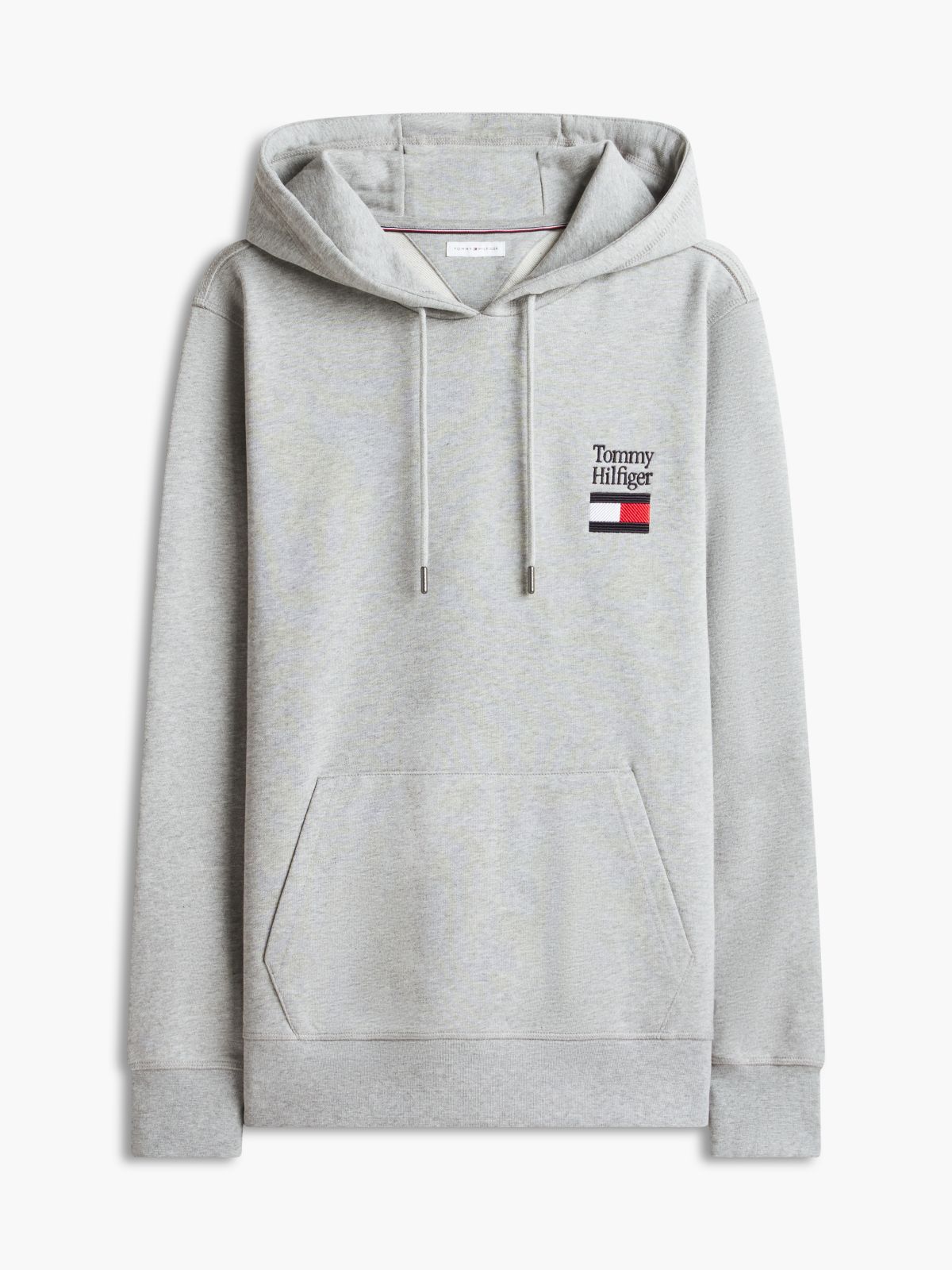 Stack Logo Terry Drawstring Hoody — Grey