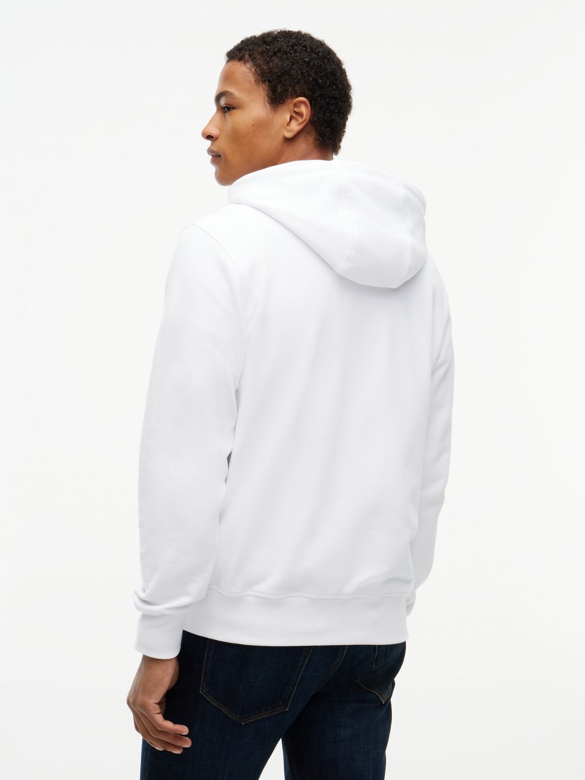 Stack Logo Terry Drawstring Hoody — White
