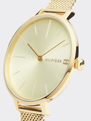 tommy hilfiger gold mesh watch